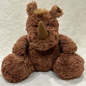 Aurora Brown Rhinoceros Rhino Sitting Plush 11” Stuffed Animal Toy